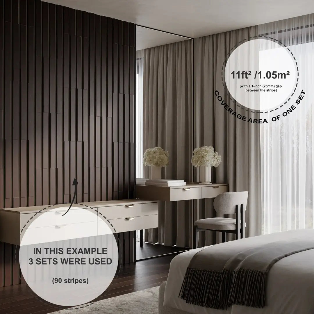 Acoustic Slat Wood Panels "Pluta-5" | 2" Strips | Wall Decor