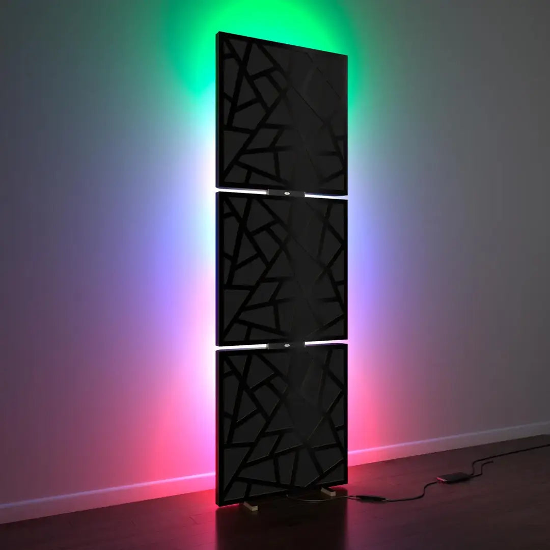 3er-Pack Skyross LED-Akustikpaneele mit RGB-Stehlampe