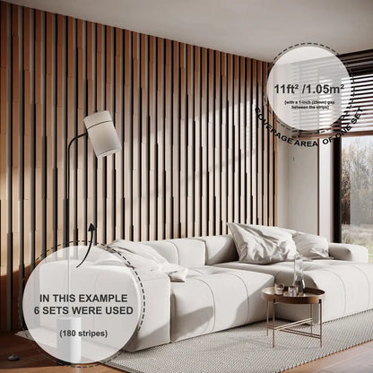 Acoustic Slat Wood Panels "Pluta-5" | 2" Strips | Wall Decor