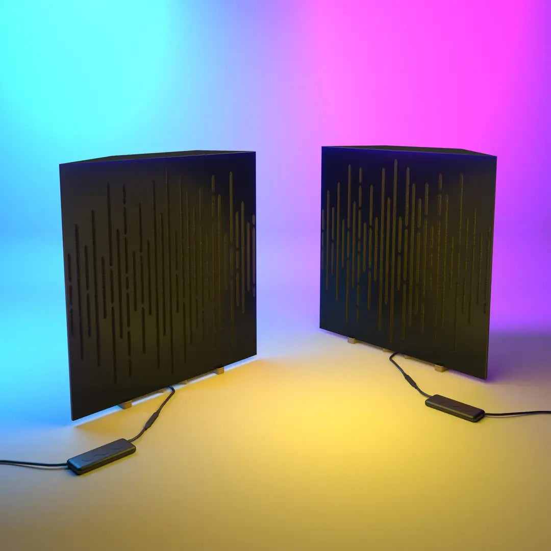 2x Bass Trap WAVE + RGB Lamp for Gamers & Podcasts