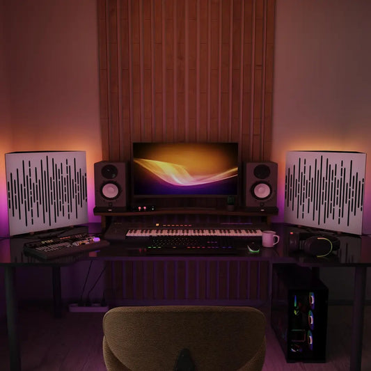 2x Bass Trap WAVE + RGB Lamp for Gamers & Podcasts
