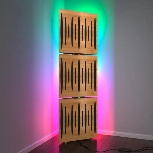 3-Pack Acoustic LED Bass Traps with Floor RGB Light