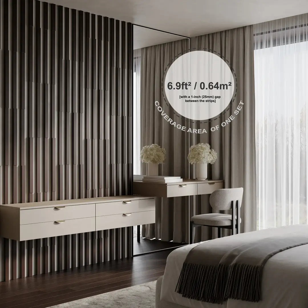PLUTA-3 Acoustic Panels | 1.2" Strips | Wall Decor