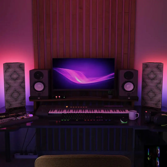 2-pack bass trap with RGB lamp – LED panels for podcasting