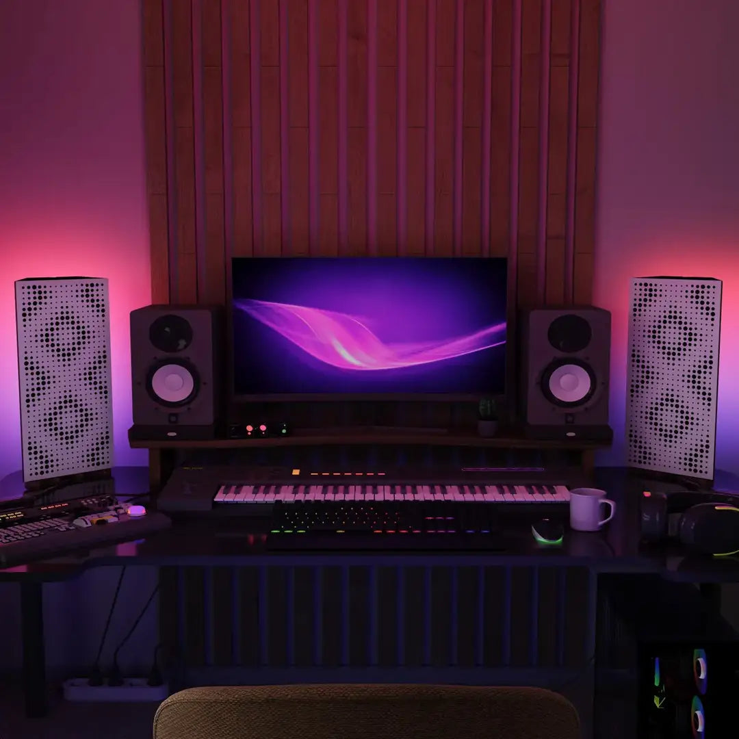 2-pack bass trap with RGB lamp – LED panels for podcasting