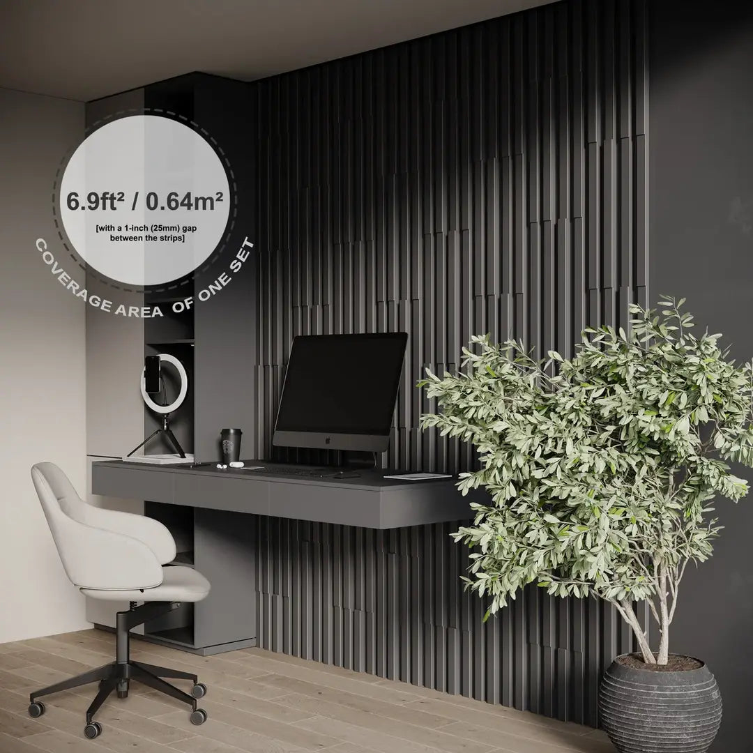 PLUTA-3 Acoustic Panels | 1.2" Strips | Wall Decor