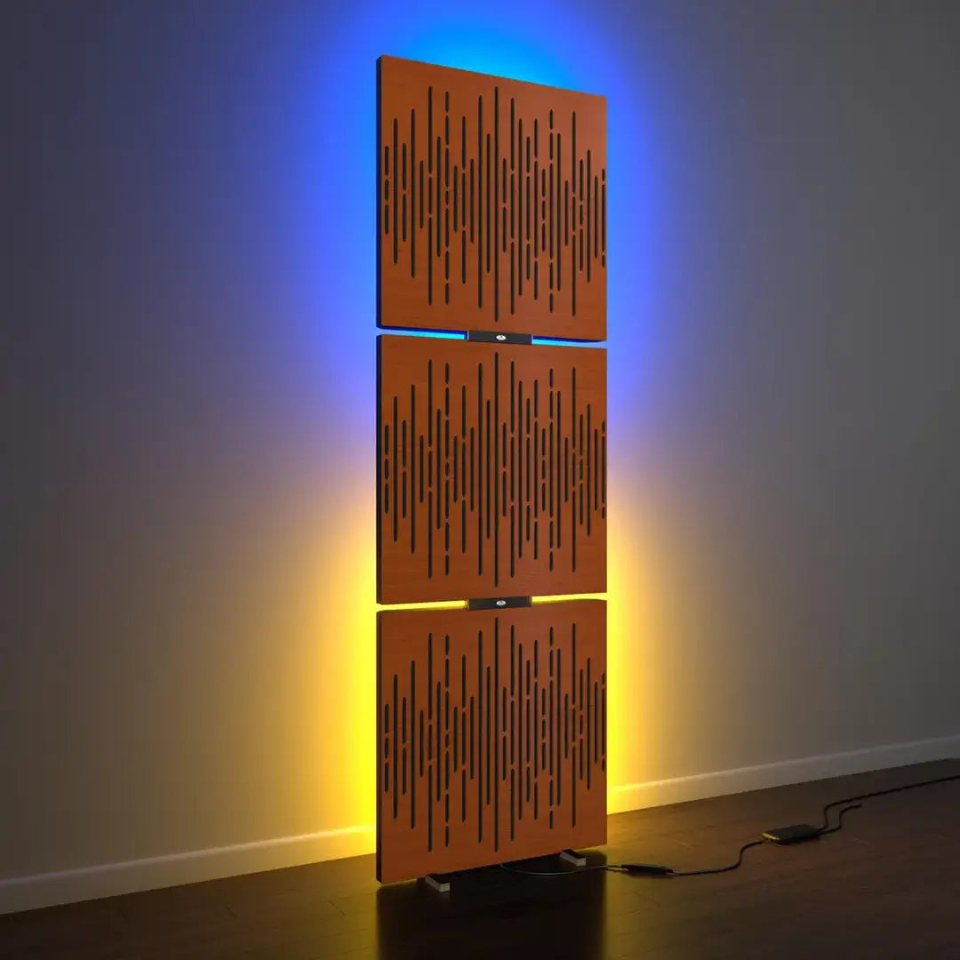 3-Pack WAVE Acoustic Panels with RGB LED Stand Light