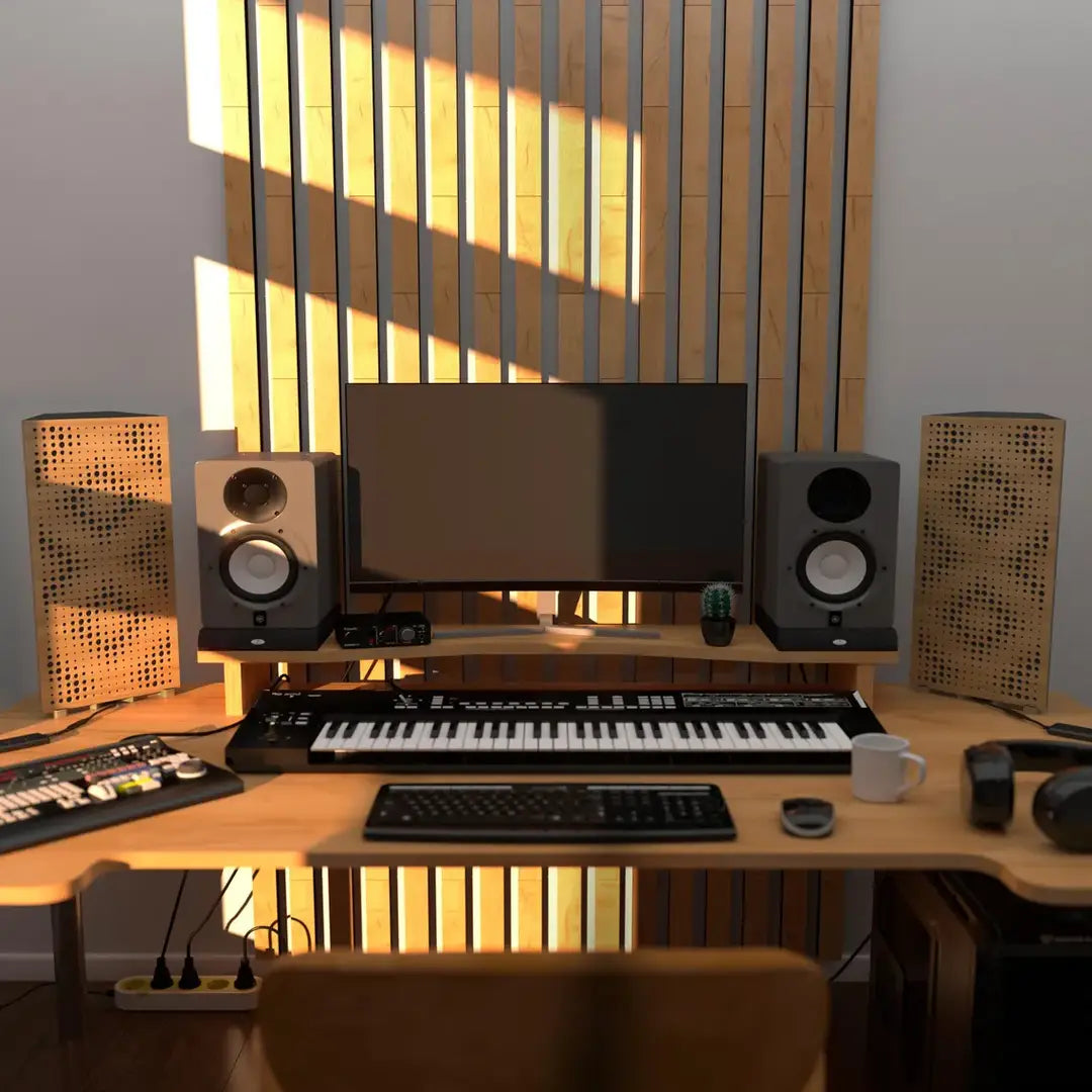 2-pack bass trap with RGB lamp – LED panels for podcasting